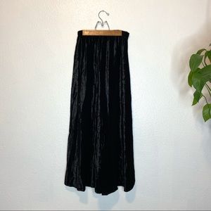 CP Shades Crushed Velvet Black Midi to Maxi Skirt Small